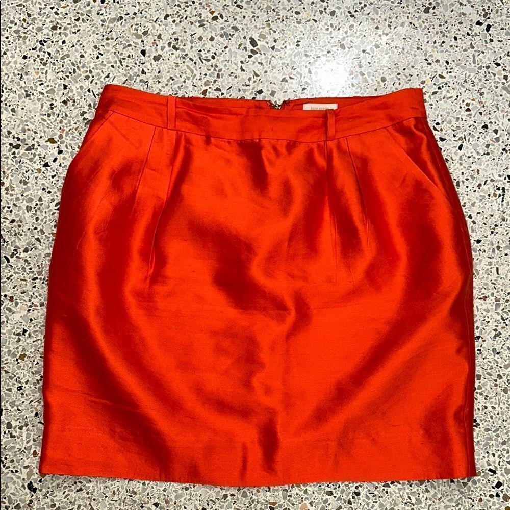 Kate Spade Orange coral silk mini skirt the rules lined 8 pockets back zip